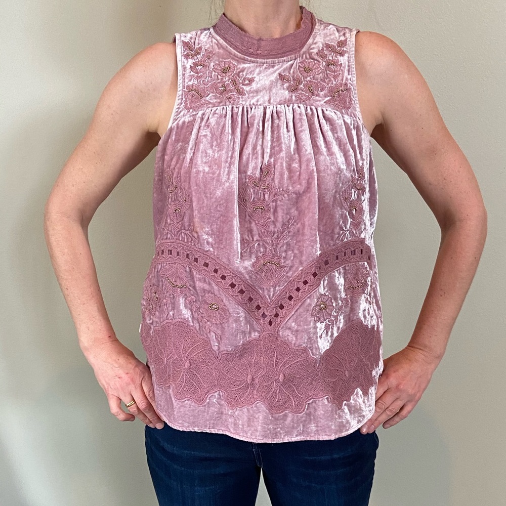 Pink blouse from Anthropologie